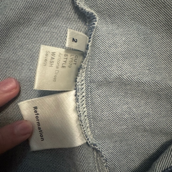 Reformation Denim Button-Front Long-Sleeve Mini Dress - Blue - Picture 4 of 5